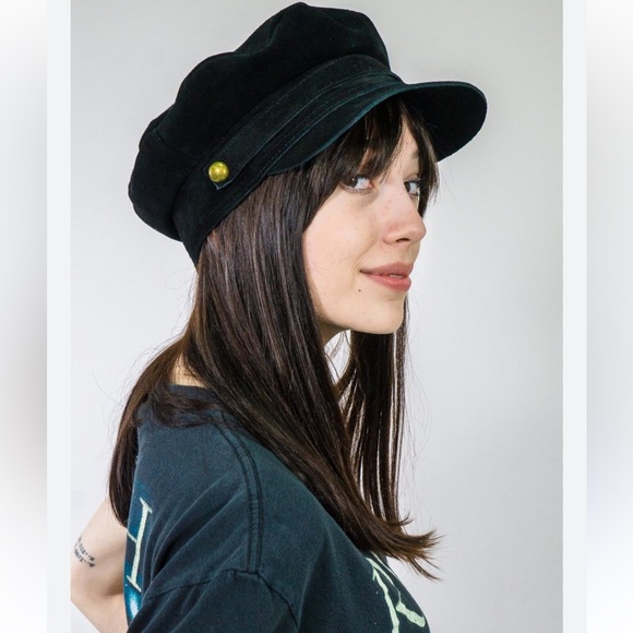 LACK OF COLOUR Lola Black Suede Conductor Cap Women’s LIKE NEW Worn 1X One Size - Picture 3 of 16